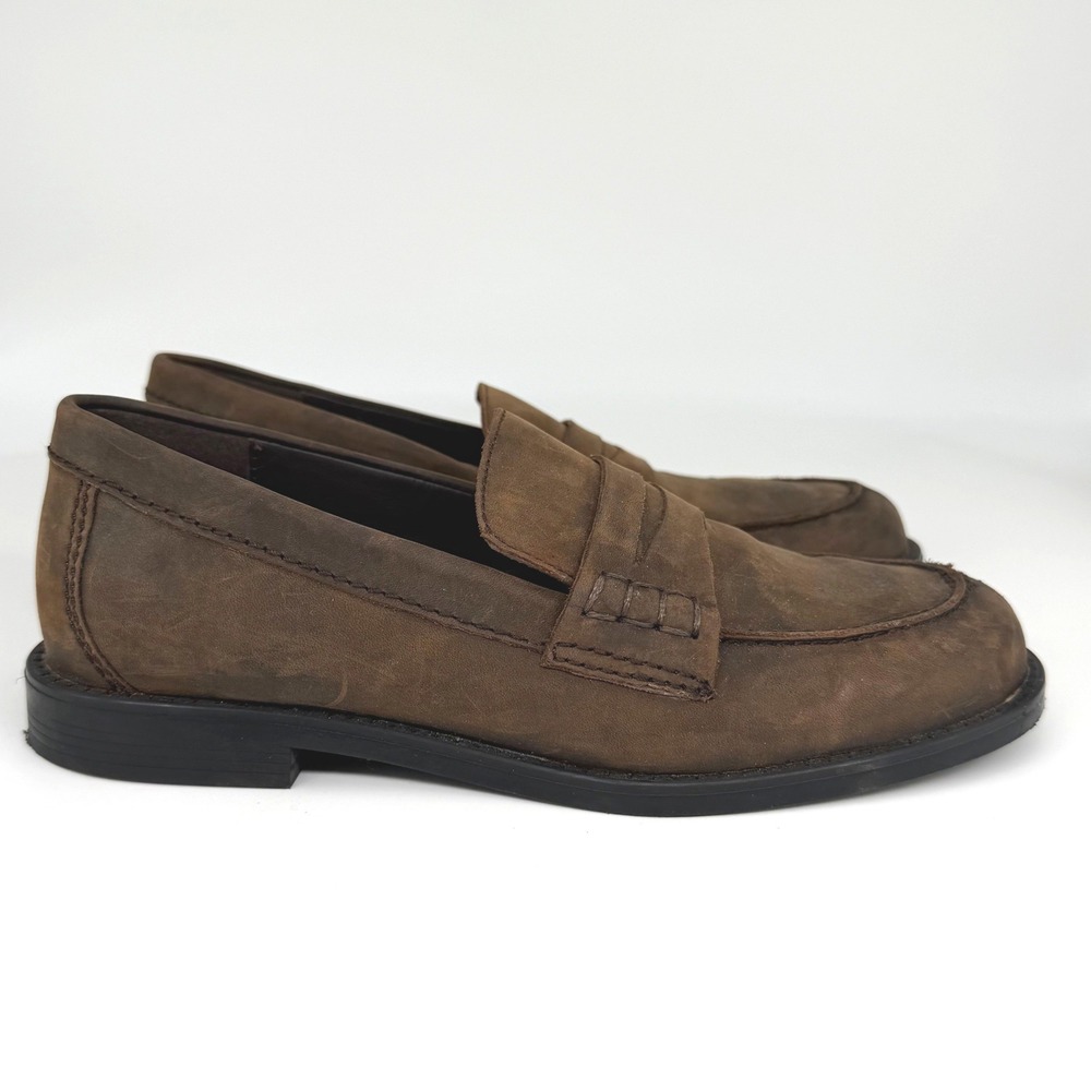 Massimo Dutti Brown Leather Penny Loafers Size 37 US 6.5 Academia Luxury Neutral